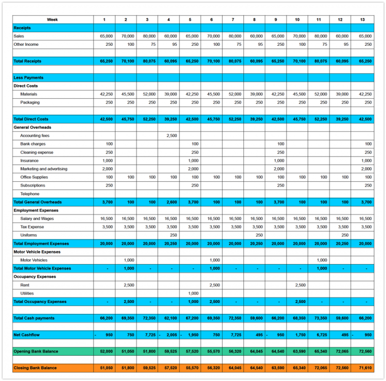 Regular Cash Flow Projections And Comparison To Actuals