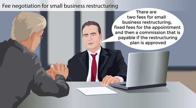 Client negotiating costs with the restructuring advisor